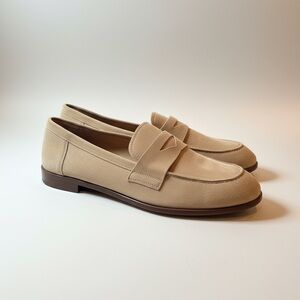 JONAK Paris ROUND-TOED LOAFERS in camel velvet | THELMA